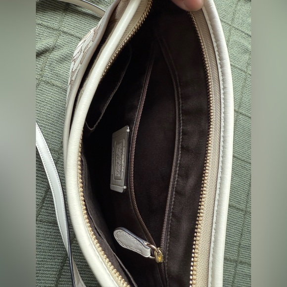 Coach Beige Signature Crossbody with White Trim and Gold Hardware - Picture 12 of 13